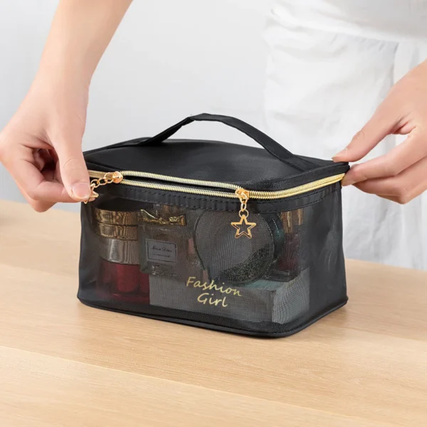 Transparent Mesh Cosmetic Travel Bag 5pcs Set