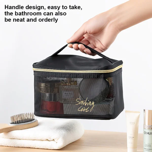 Transparent Mesh Cosmetic Travel Bag 5pcs Set