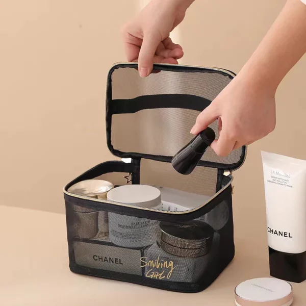Transparent Mesh Cosmetic Travel Bag 5pcs Set