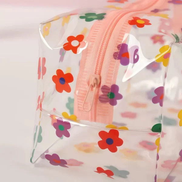 Clear PVC Floral Cosmetic Bag