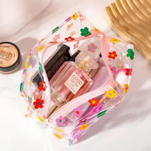 Clear PVC Floral Cosmetic Bag