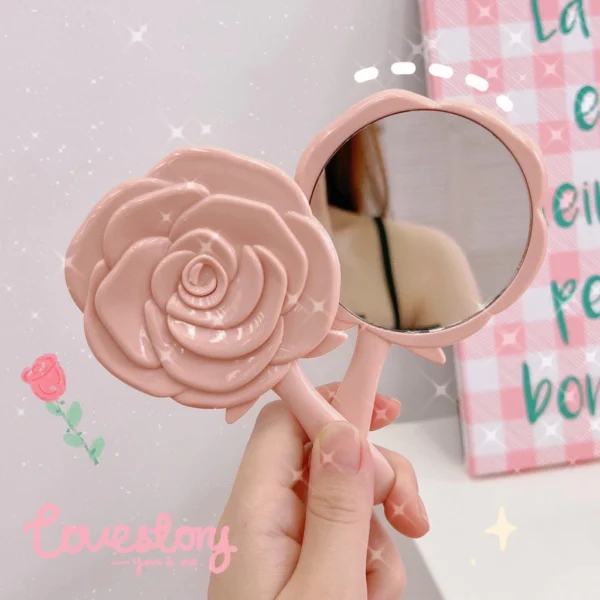 Cute Rose Handle Makeup Mirror