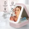 Leather LED Makeup Bag with Mirror