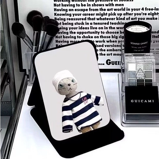 PU Leather Folding Desktop Makeup Mirror