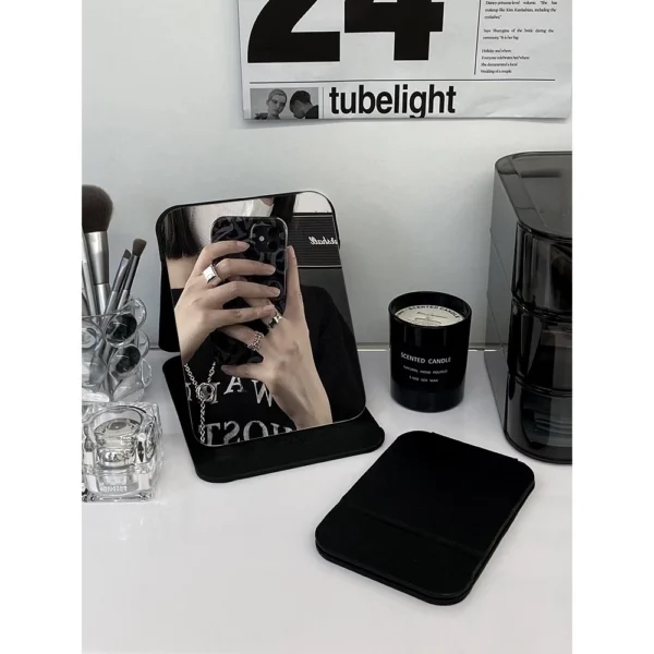PU Leather Folding Desktop Makeup Mirror