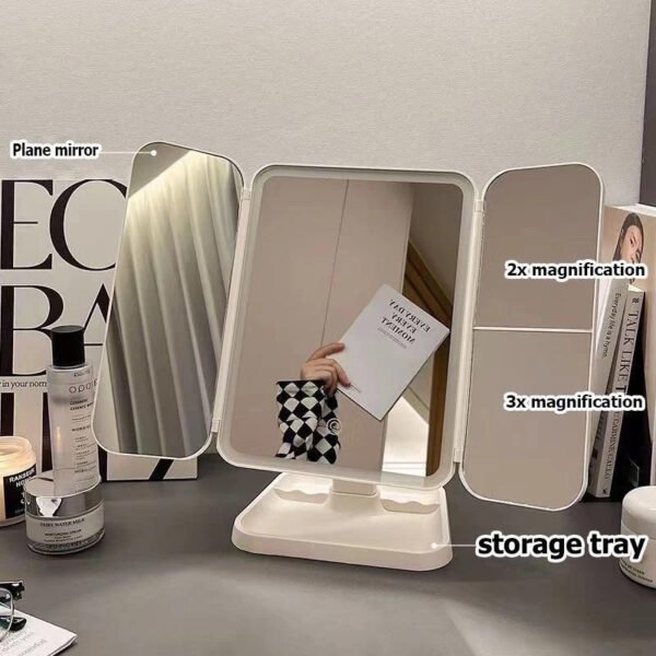 Trifold LED Makeup Mirror with Magnification