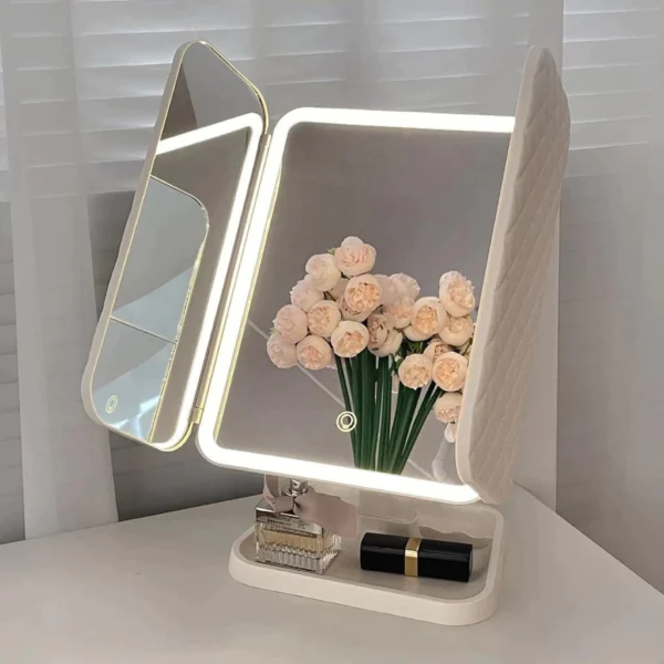 Trifold LED Makeup Mirror with Magnification
