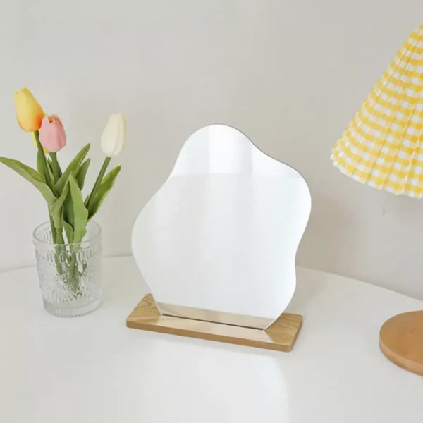Korean Style Wooden Base Makeup Mirror